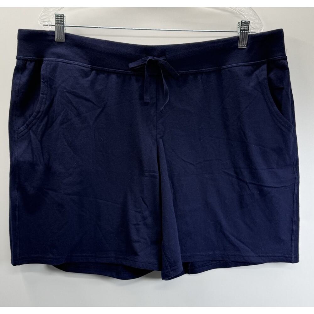 Hanes Navy Blue Lounge Shorts Women XL Drawstring Cotton Casual Comfy Athleisure - Picture 1 of 9